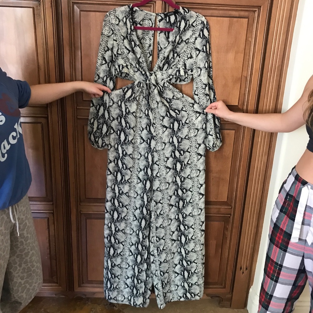 Snake print cut out jumpsuit